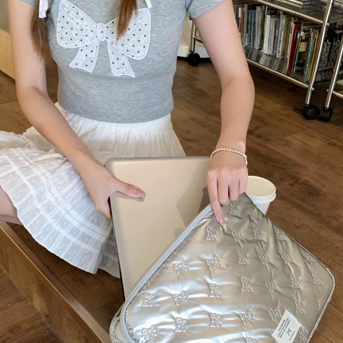 Silver Ribbon MacBook Bag シルバーリボンMacBookバッグ R02030
