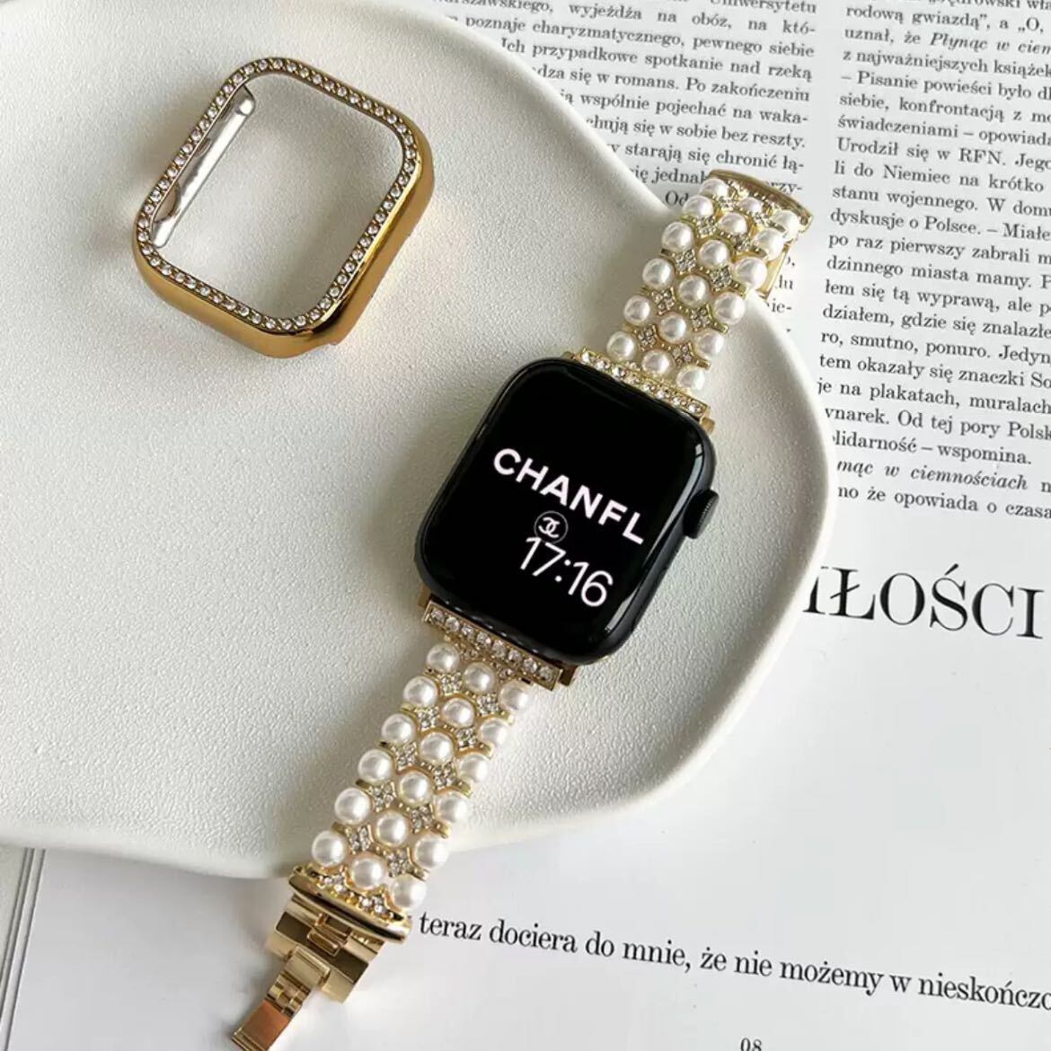Skinny Shining Pearl Apple Watch Band スキニーキラキラパールApple Watchバンド R01292