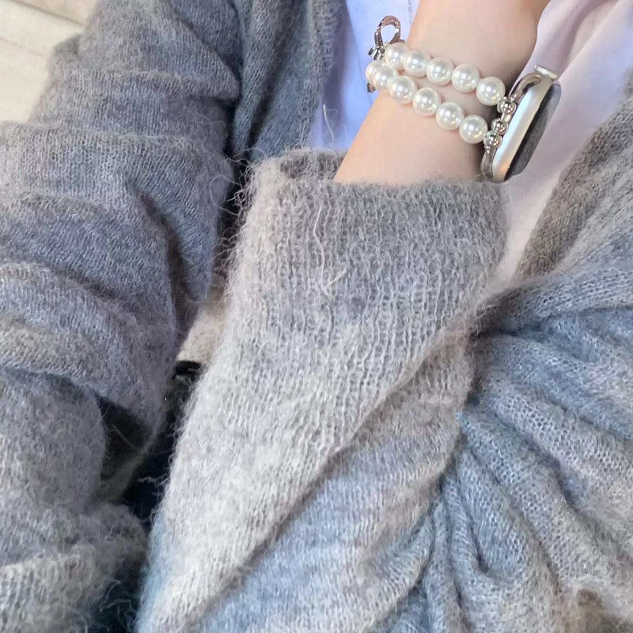 Ribbon and Pearl Apple Watch Band リボンとパールAppleWatchバンド R02043