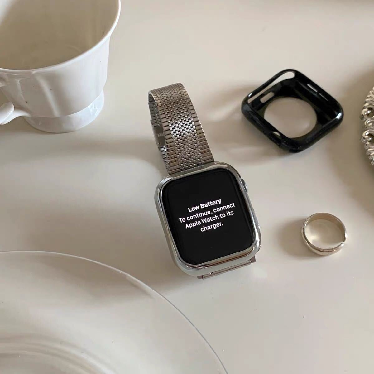Simple Silver & RoseGold Apple Watch Band シンプルシルバー&ローズゴールドApple Watchバンド R01258