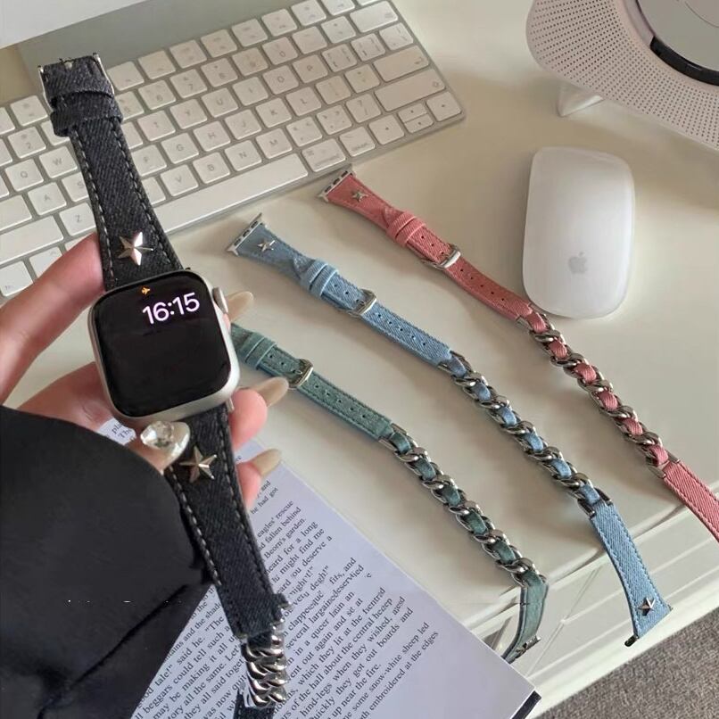Denim Chain Long Apple Watch band デニムチェーンロングApple Watchバンド R01409