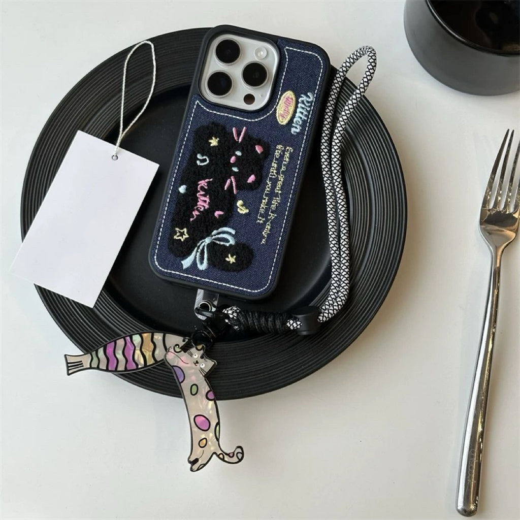Denim Cute Cat iPhone case デニム可愛いネコちゃんスマホケース R02042