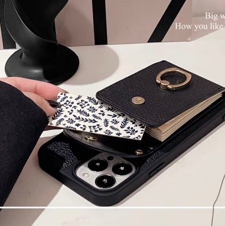 Leather Shoulder iPhone case with Card Holder レザーショルダースマホケースとカードホルダー R01425