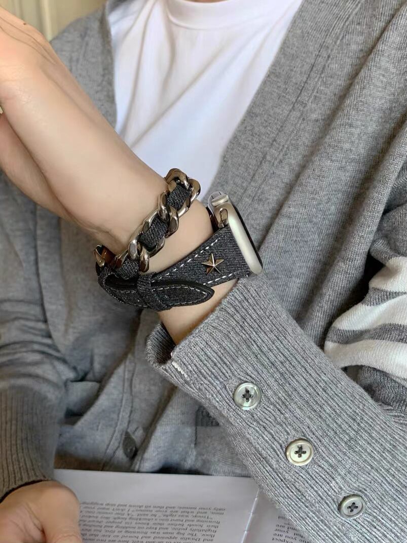 Denim Chain Long Apple Watch band デニムチェーンロングApple Watchバンド R01409
