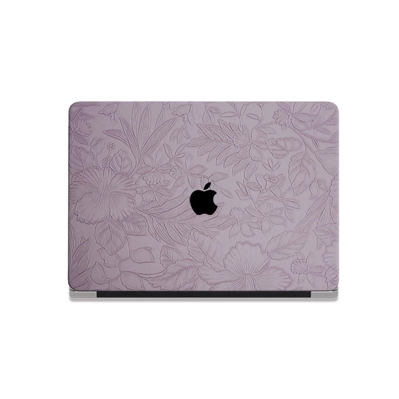 Pink Purple 3D Flower print MacBook Cover ピンクパープル立体花柄MacBookカバー R02016