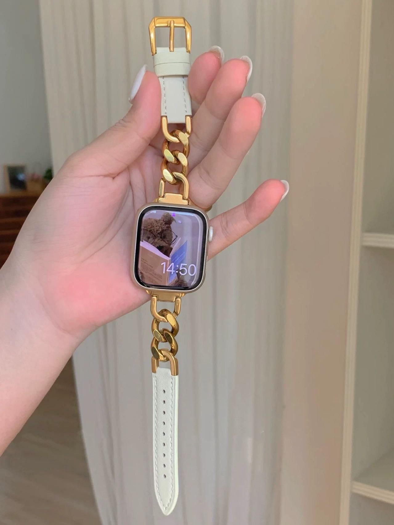 Leather and Chain Apple Watch Band レザーとチェーンAppleWatchバンド R02045