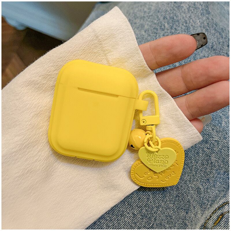 Simple Color with Cute Heart AirPods case シンプルカラー&可愛いハートストラップAirPodsケース R01353