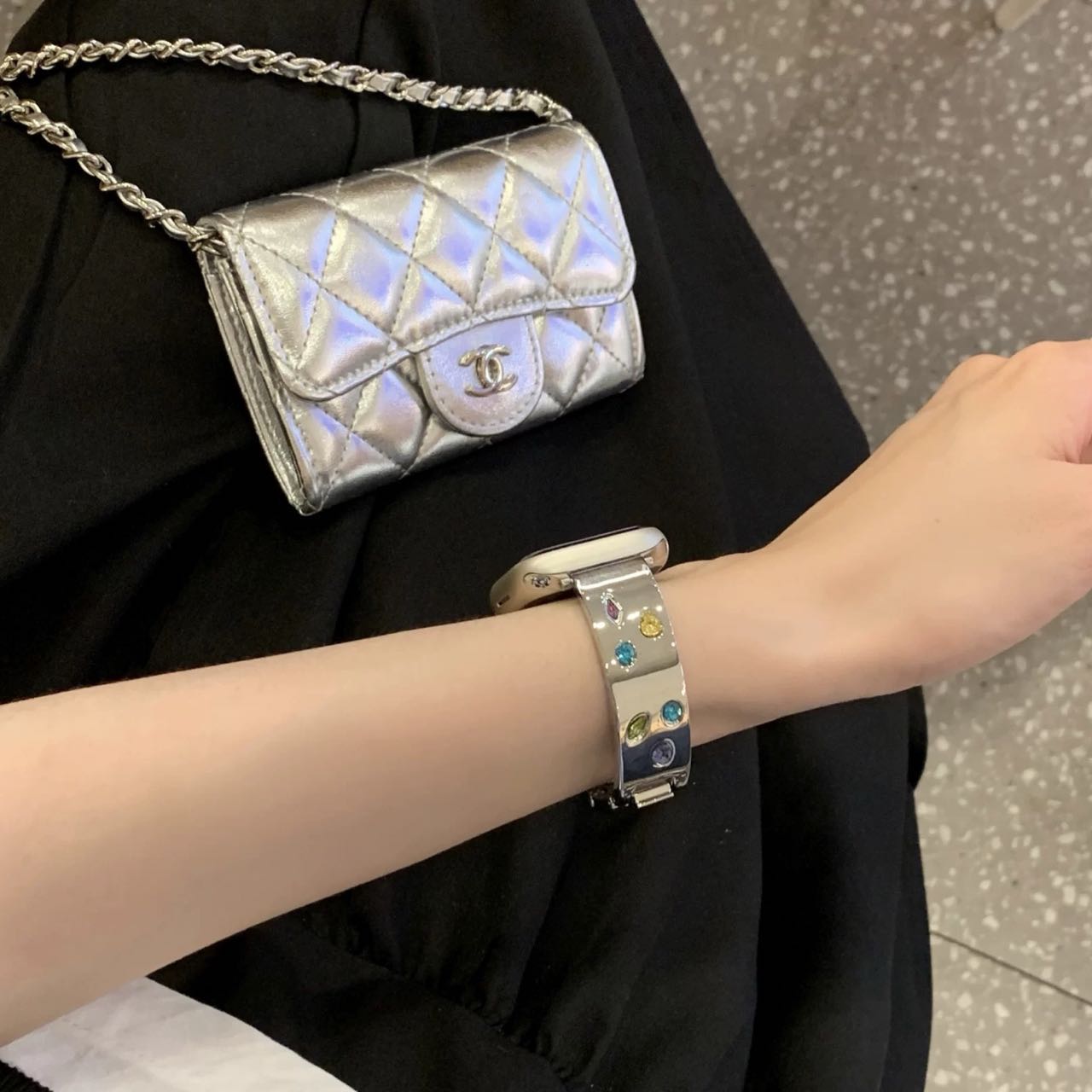 Silver Shining Jewelry Apple Watch Band シルバーキラキラジュエリーAppleWatchバンド R02050