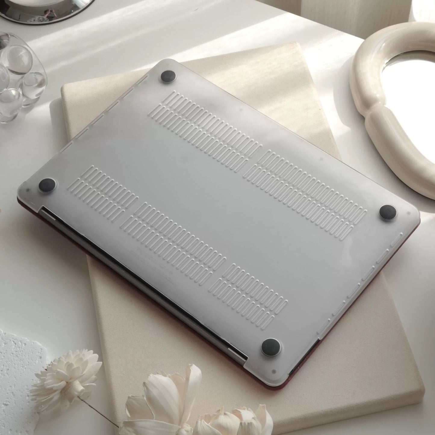 Black 3D Flower print MacBook Cover ブラック立体花柄MacBookカバー R02022