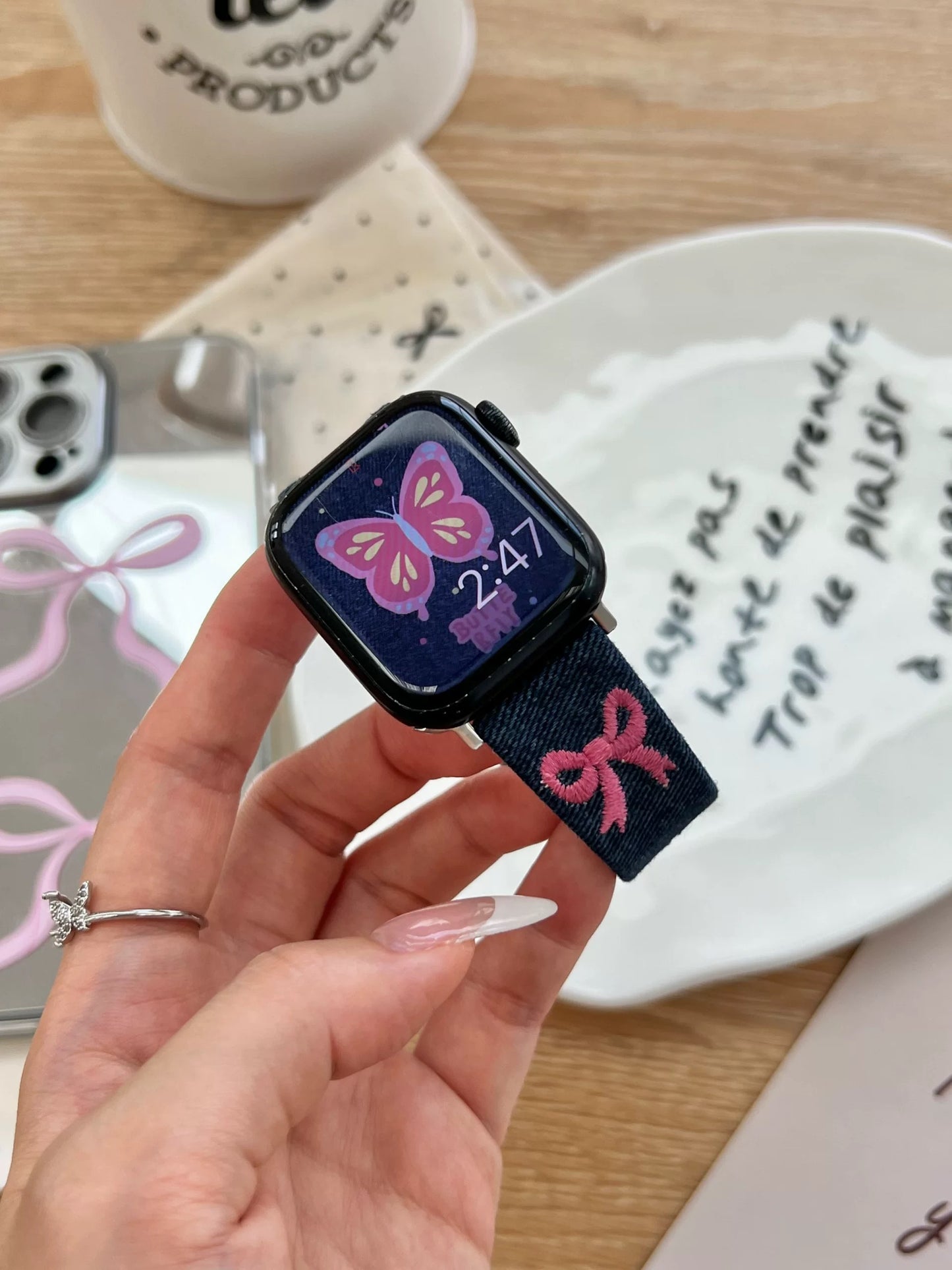 Denim Ribbon Apple Watch Band デニムリボンAppleWatchバンド R02059