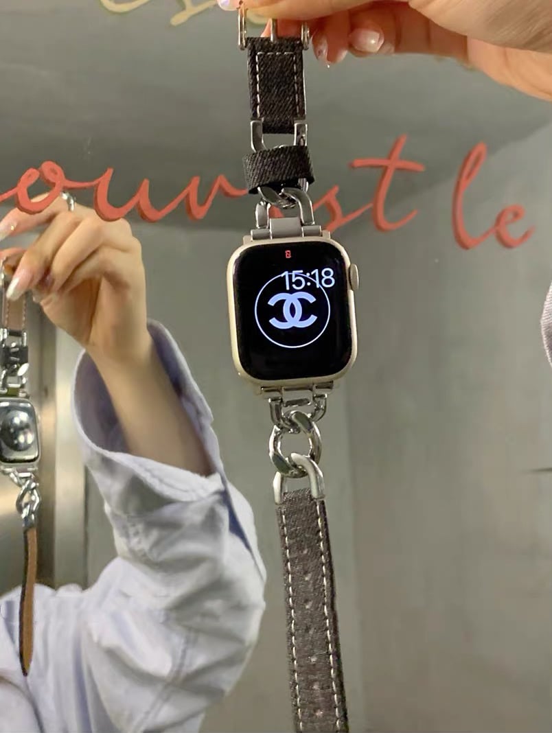 Leather & Chain Apple Watch Band レザーとチェーンのApple Watch バンド R01401