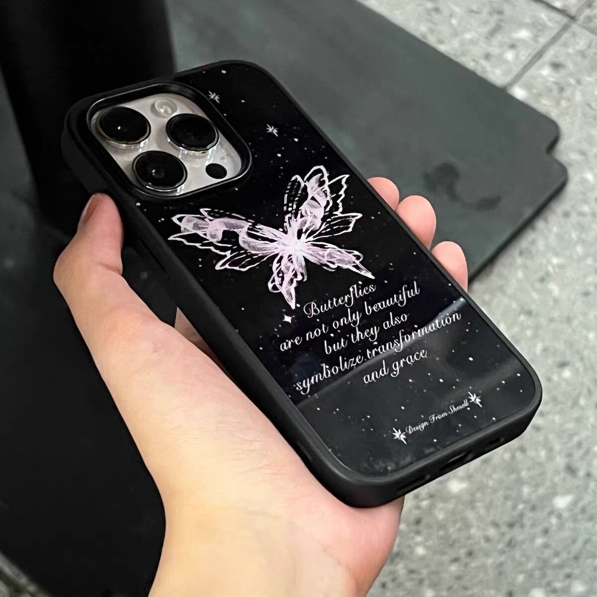 ”Butterfly Effect” Black iPhone Case ”バタフライエフェクト”ブラックiPhoneケース R01389