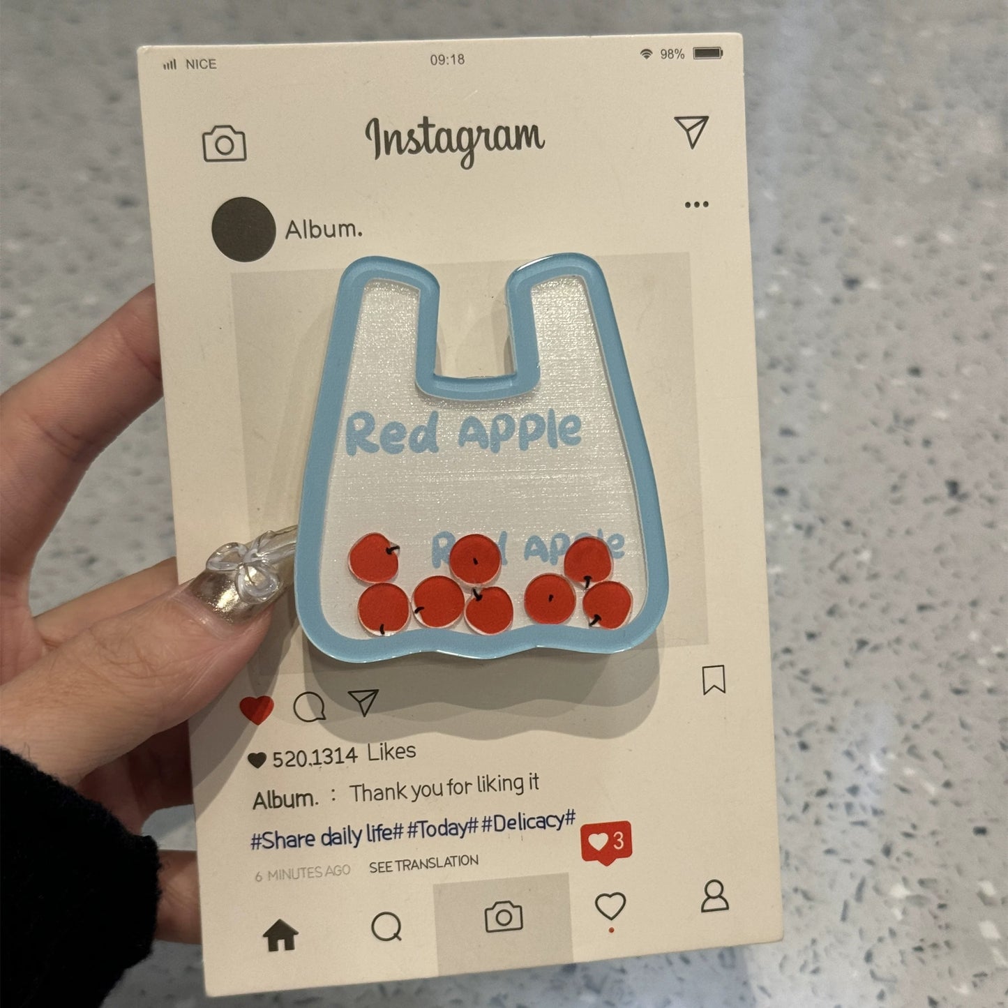 Cute Apple Bag Stand iPhone case かわいいリンゴバッグスタンドスマホケース R02006