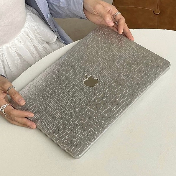 Silver Leather pattern Macbook Cover シルバーレザーMacBookカバー R02087