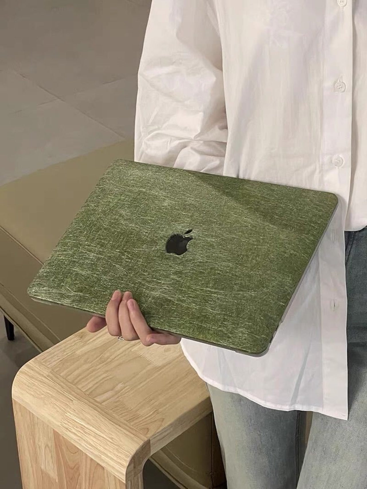 Green Silk Pattern MacBook Cover グリーンシルク柄MacBookカバー R01449