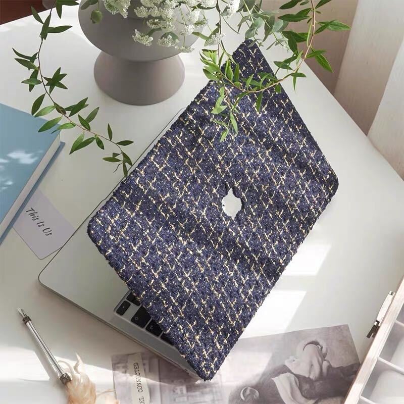 Navy Gold Tweed MacBook Cover ネイビーゴールドツイードMacBookカバー R01421
