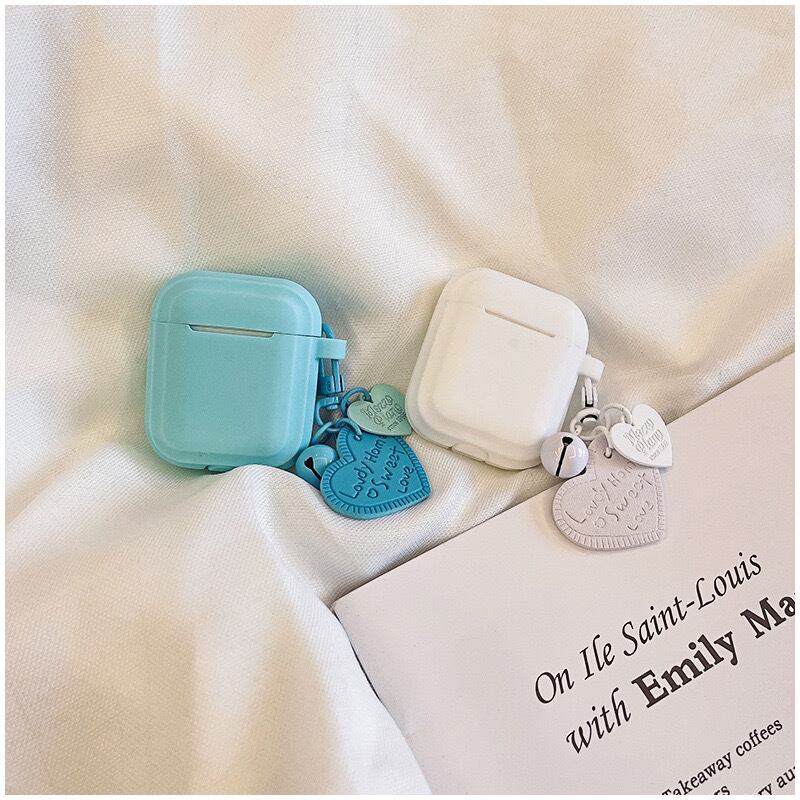 Simple Color with Cute Heart AirPods case シンプルカラー&可愛いハートストラップAirPodsケース R01353
