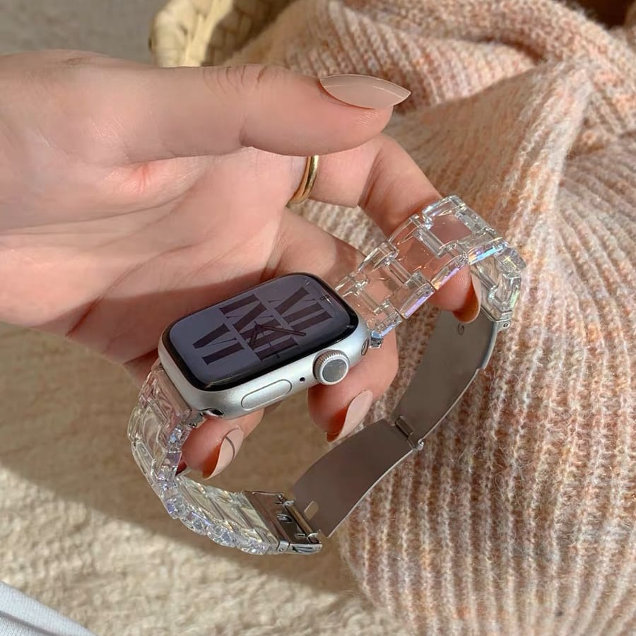 Clear Aurora & White Apple Watch Band クリアオーロラ&ホワイトApple Watchバンド R01369