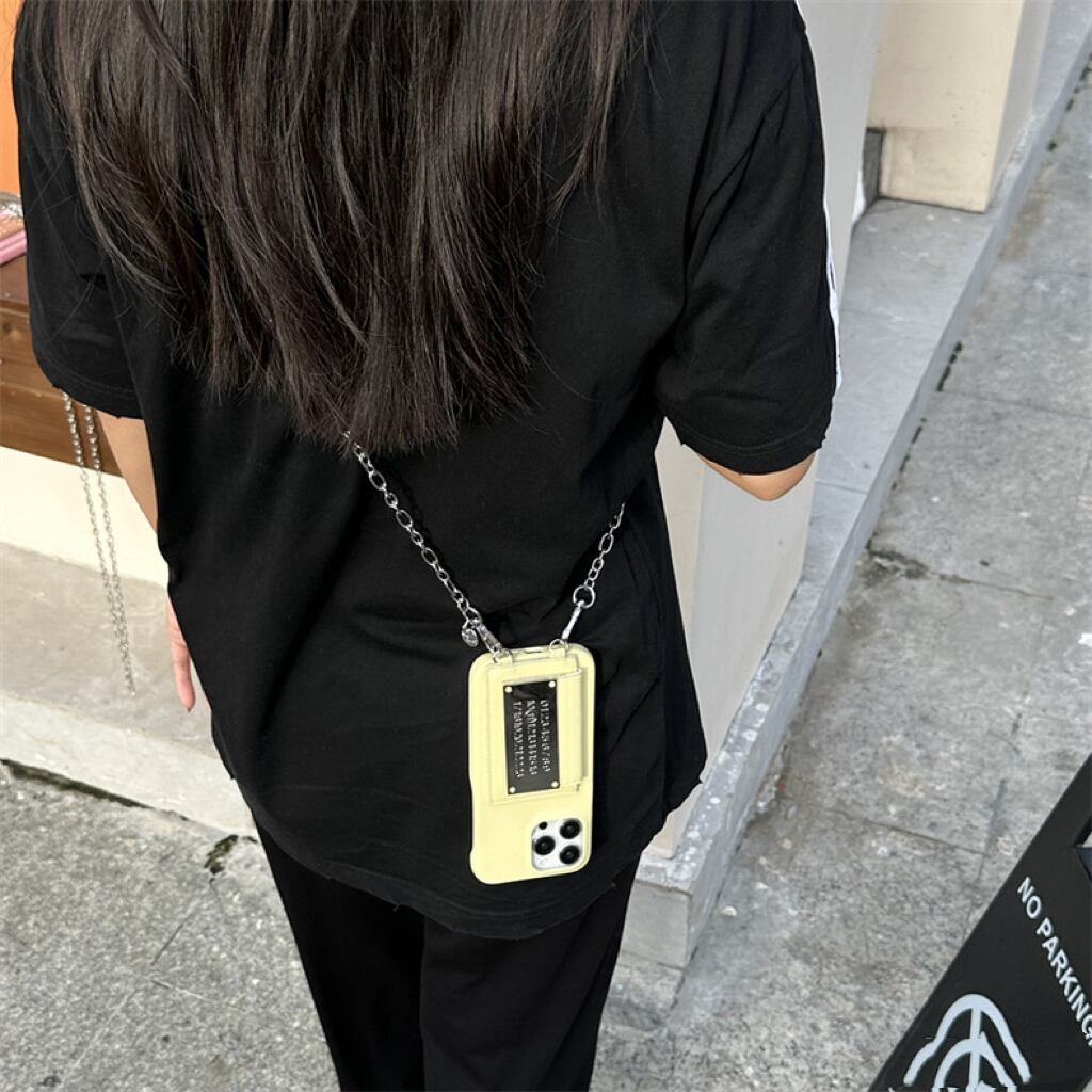 Leather Shoulder iPhone case with Number Plate Card Holder レザーショルダースマホケースとナンバープレートカードホルダー R01427
