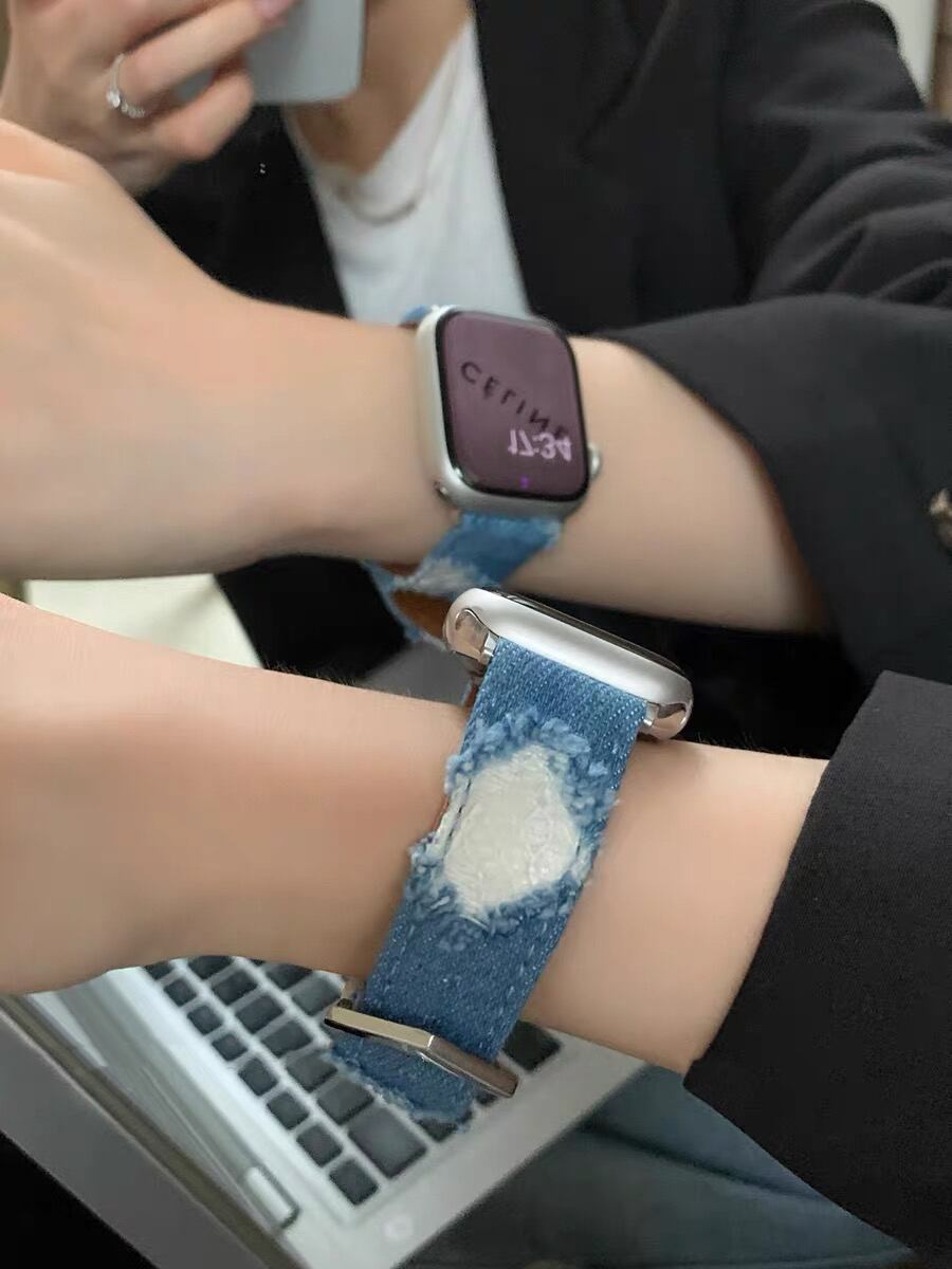 Denim & Elaborate lace Apple Watch Band デニム&レースのApple Watch バンド R01403