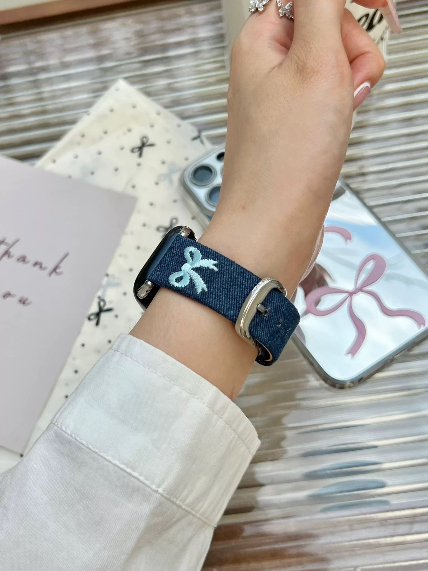 Denim Ribbon Apple Watch Band デニムリボンAppleWatchバンド R02059
