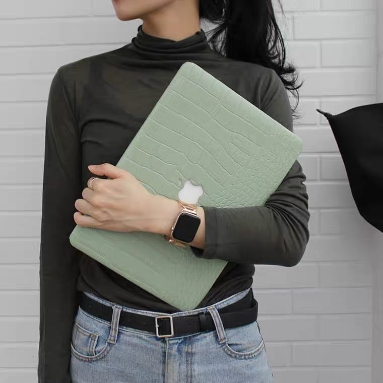 Avocado Green Leather pattern Macbook Cover アボカドグリーンレザーMacBookカバー MC0028