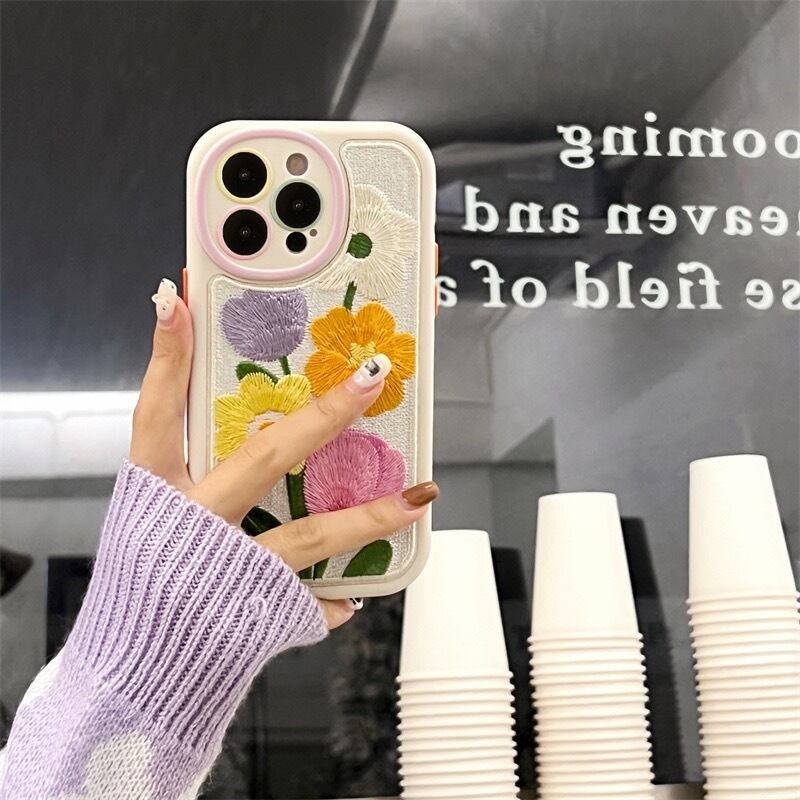 Embroider Flower iPhone case フラワー刺繍スマホケース R01362