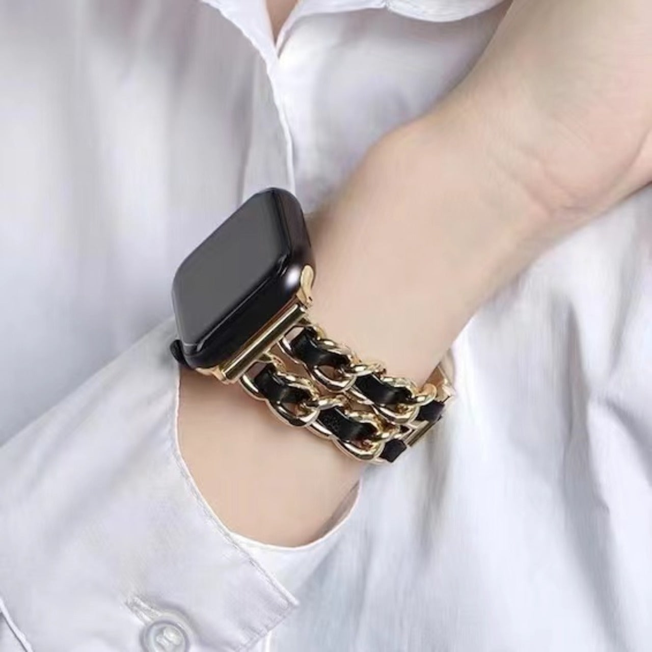 Chain&Leather Apple Watch Bands チェーン&レザーアップルウォッチバンド R00017