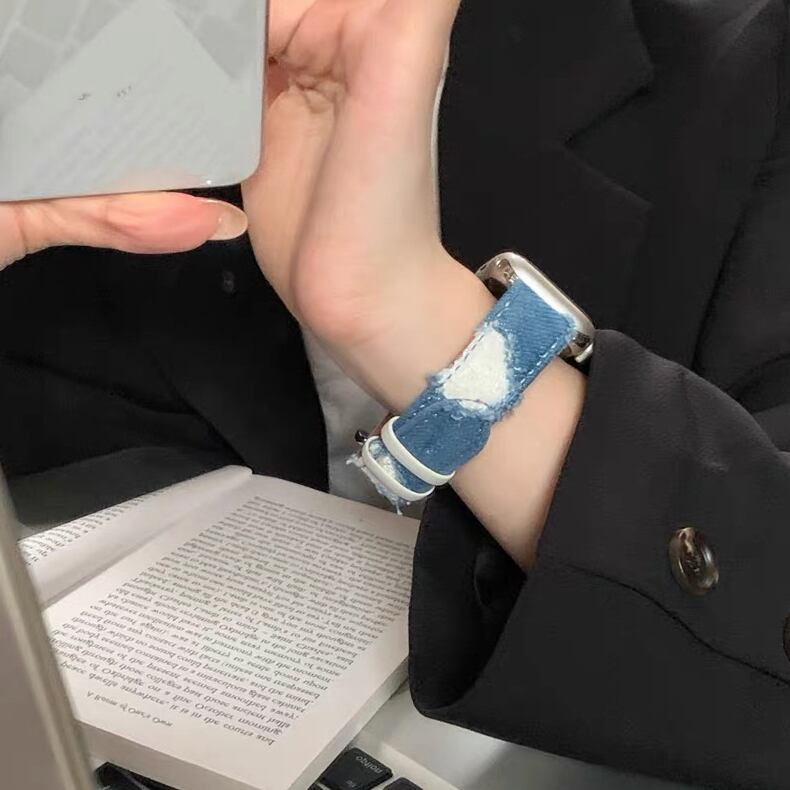 Denim & Elaborate lace Apple Watch Band デニム&レースのApple Watch バンド R01403