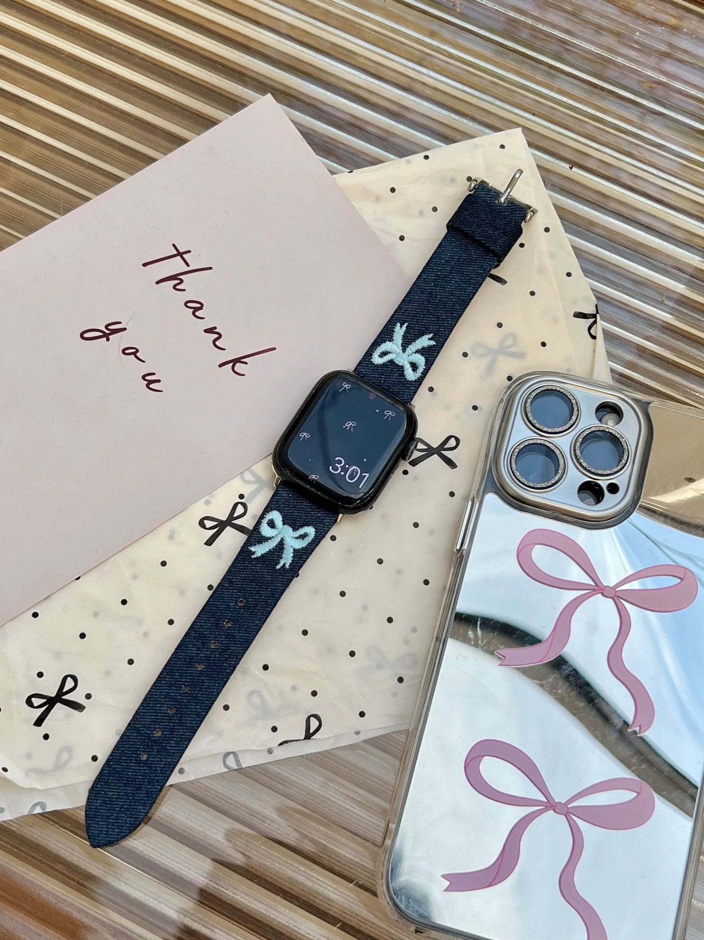 Denim Ribbon Apple Watch Band デニムリボンAppleWatchバンド R02059