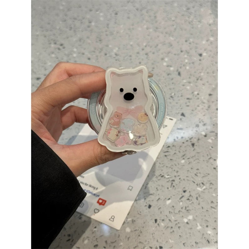 Cute Stuffed Toy Stand iPhone case かわいい流れるぬいぐるみスタンドスマホケース R02007