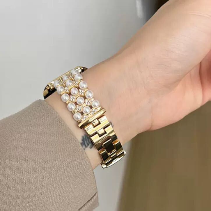 Skinny Shining Pearl Apple Watch Band スキニーキラキラパールApple Watchバンド R01292