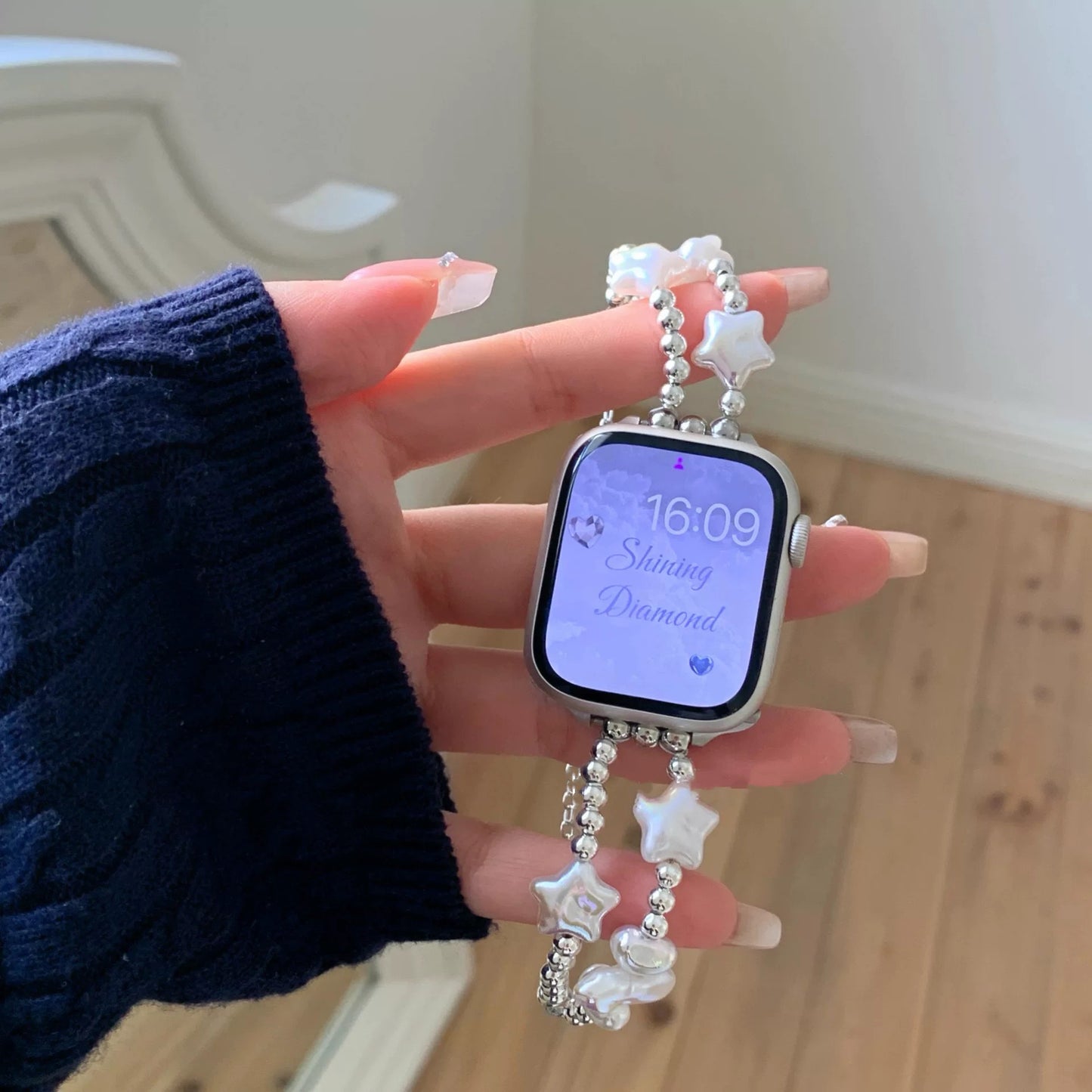 Star Pearl Bracelet Apple Watch Band スターパールブレスレット風AppleWatchバンド R02100