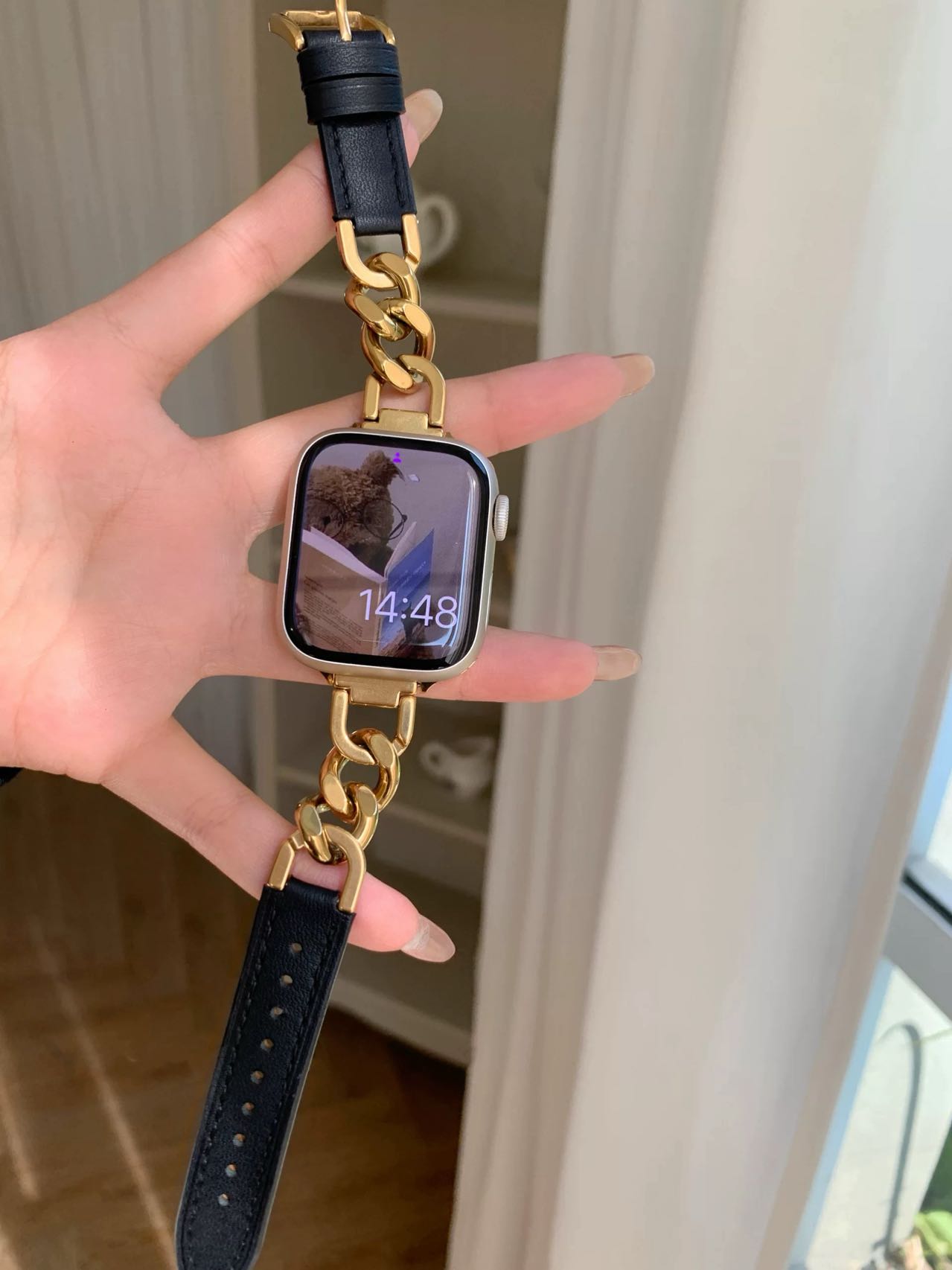 Leather and Chain Apple Watch Band レザーとチェーンAppleWatchバンド R02045
