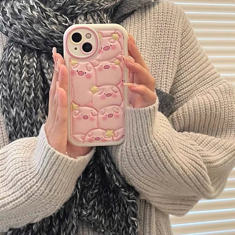 Cute Piggy Fluffy iPhone case かわいいブタちゃんモコモコiPhoneケース R01380