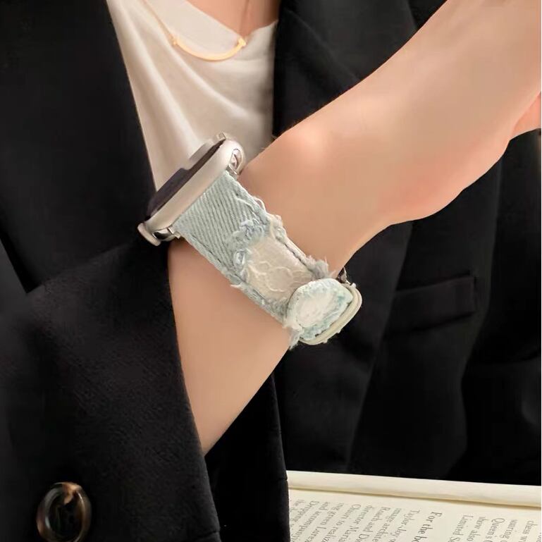 Denim & Elaborate lace Apple Watch Band デニム&レースのApple Watch バンド R01403