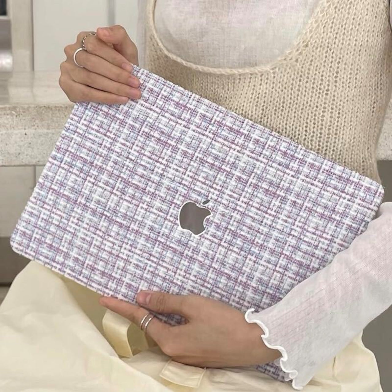 Purple Tweed MacBook Cover パープルツイードMacBookカバー R01446