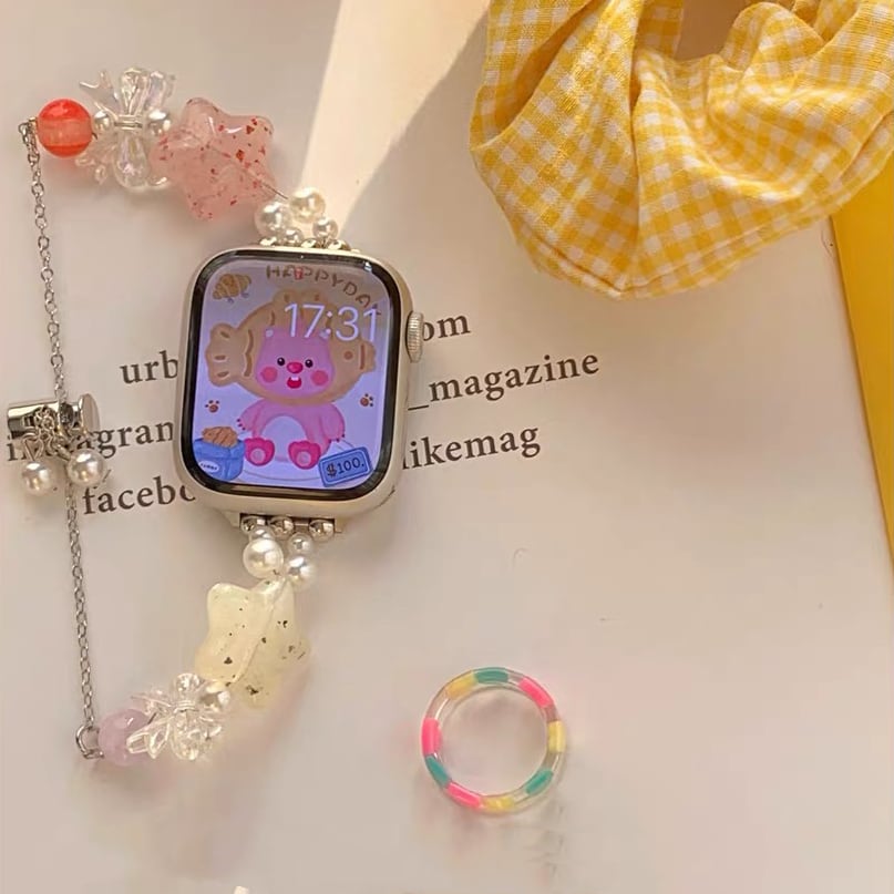Cute Beads Accessary Bracelate Apple Watch Band かわいいビーズアクセサリーブレスレットApple Watch バンド R01408