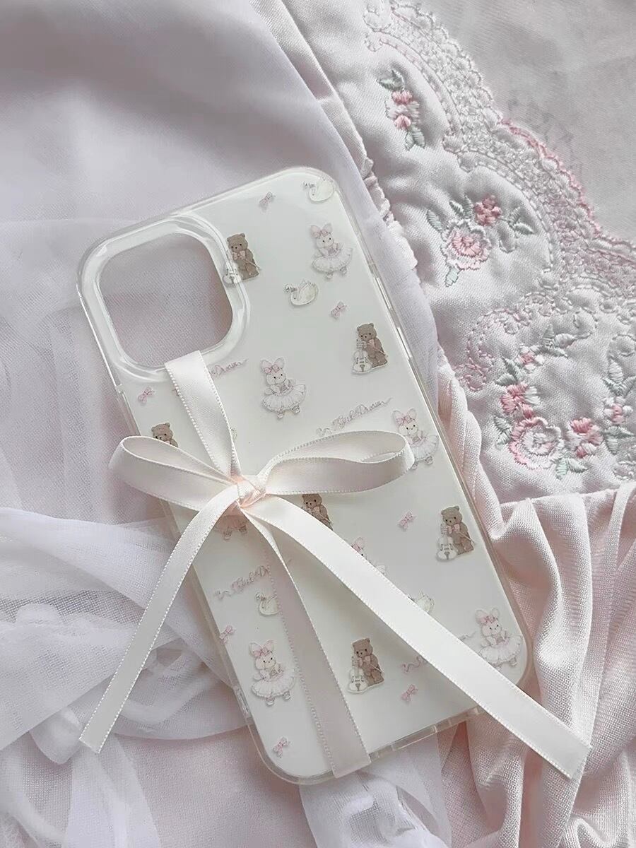 Cute Rabbit and Bear iPhone Case かわいいウサギとクマiPhoneケース R01394
