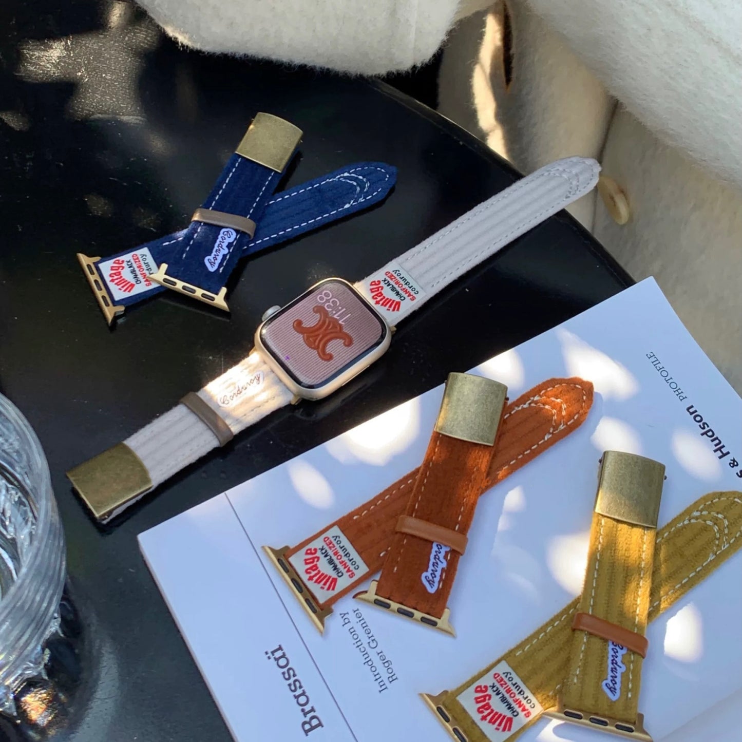 Fluffy Vintage Style Apple Watch Band モコモコビンテージ風AppleWatchバンド R02062