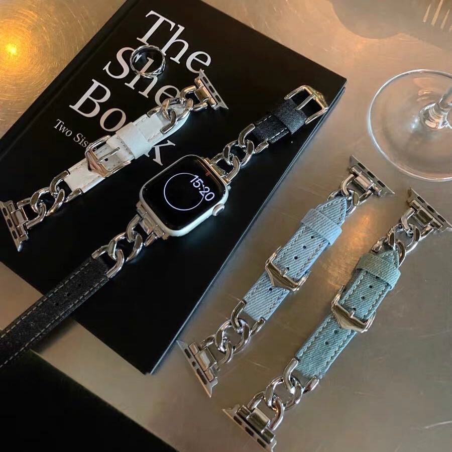 Leather & Chain Apple Watch Band レザーとチェーンのApple Watch バンド R01401