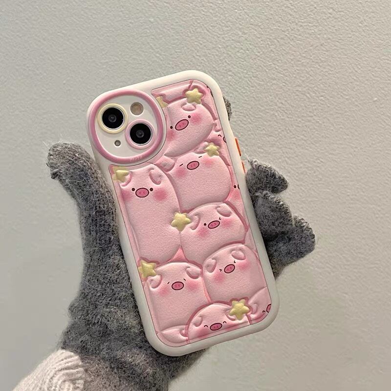 Cute Piggy Fluffy iPhone case かわいいブタちゃんモコモコiPhoneケース R01380