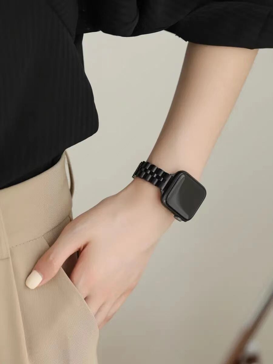 Silver & Black Simple Apple Watch Band R01177