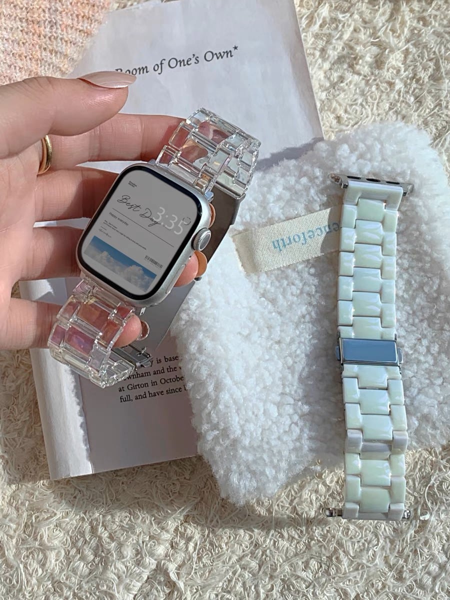 Clear Aurora & White Apple Watch Band クリアオーロラ&ホワイトApple Watchバンド R01369