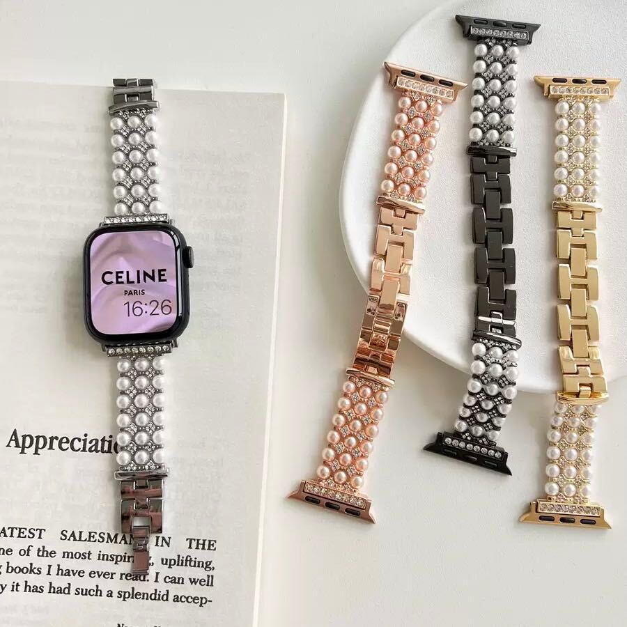 Skinny Shining Pearl Apple Watch Band スキニーキラキラパールApple Watchバンド R01292