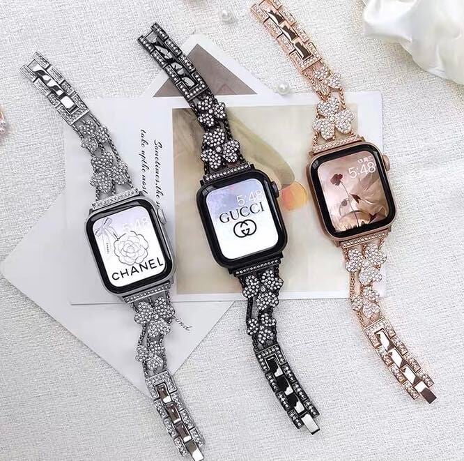 おしゃれな三つ葉のキラキラApple Watch Band アップルウォッチバンド AWB0071
