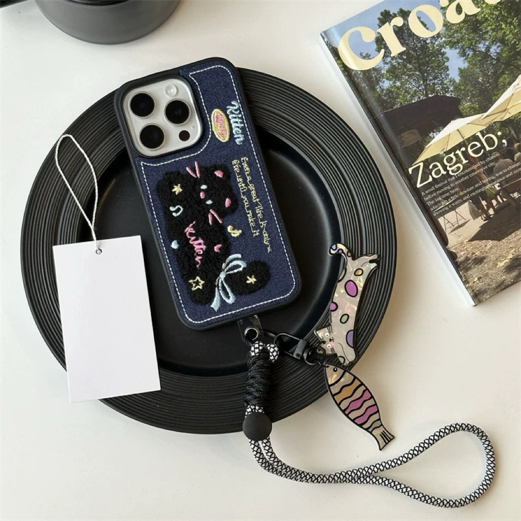 Denim Cute Cat iPhone case デニム可愛いネコちゃんスマホケース R02042