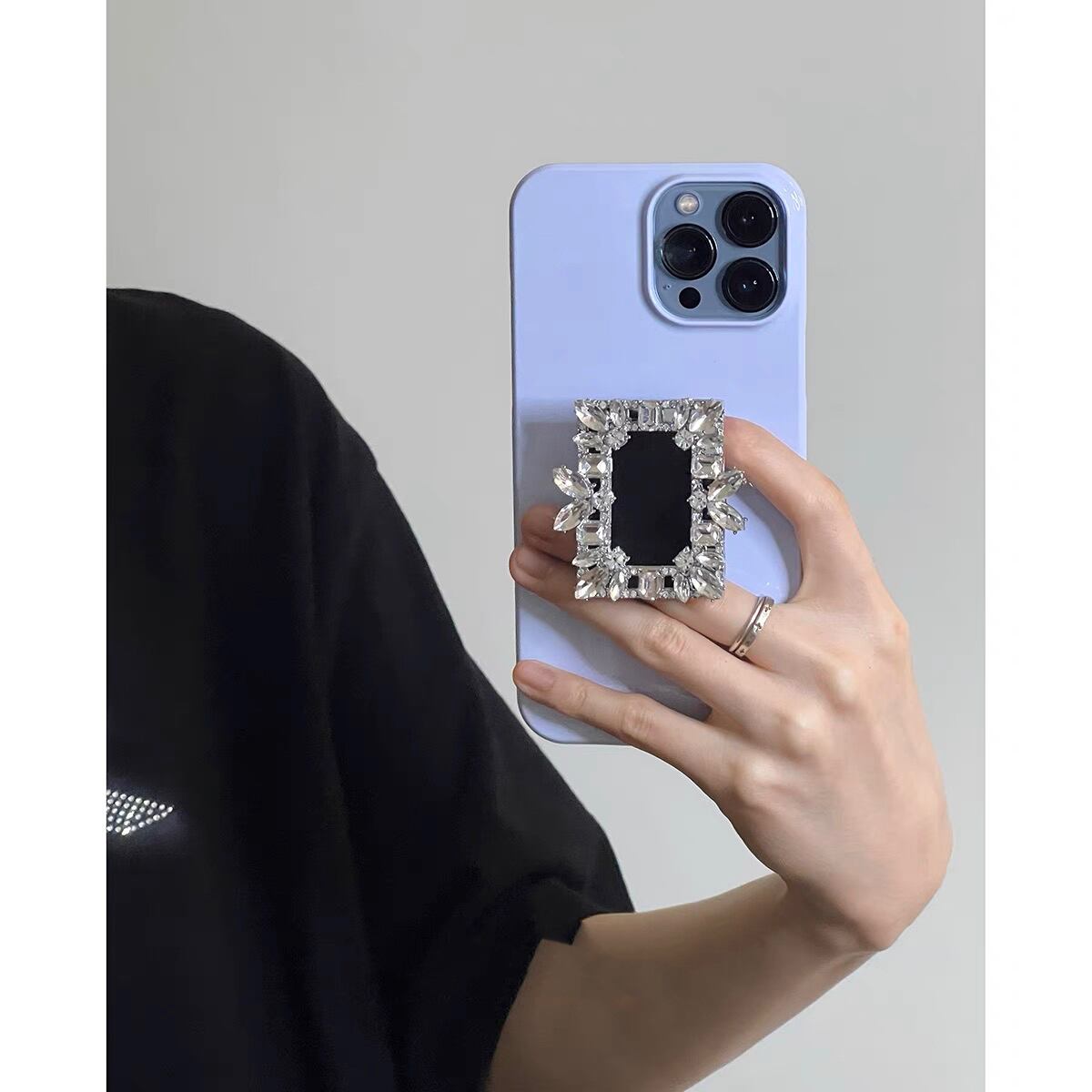 Shining Stand With Purple iPhone case キラキラスタンドとパープルiPhoneケース R01284