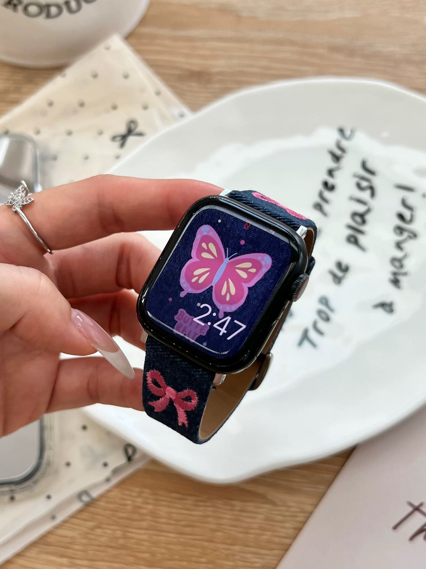 Denim Ribbon Apple Watch Band デニムリボンAppleWatchバンド R02059