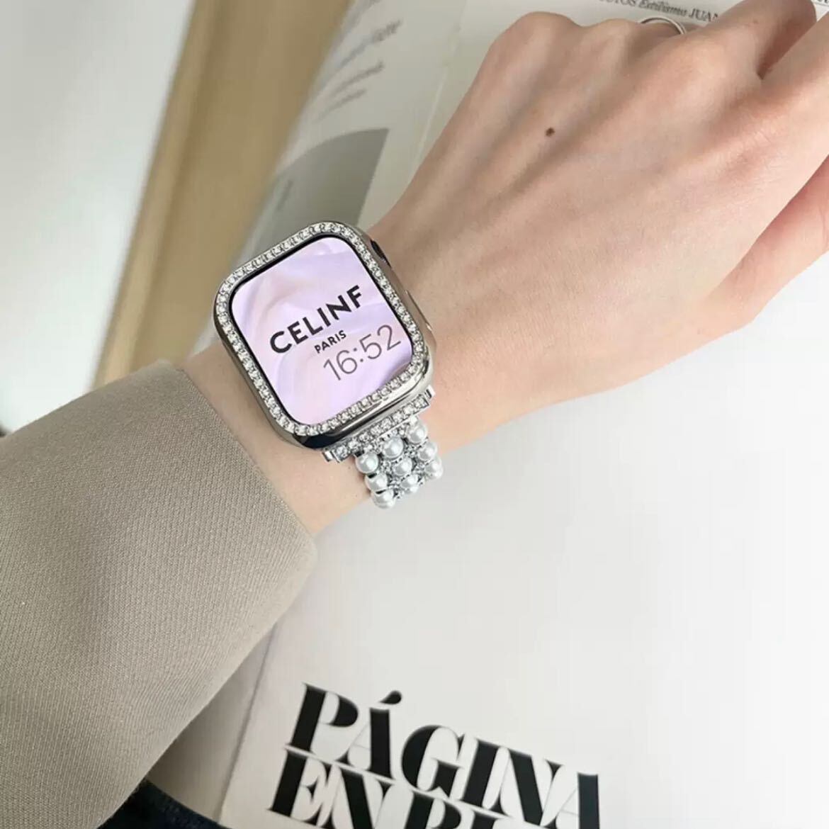 Skinny Shining Pearl Apple Watch Band スキニーキラキラパールApple Watchバンド R01292